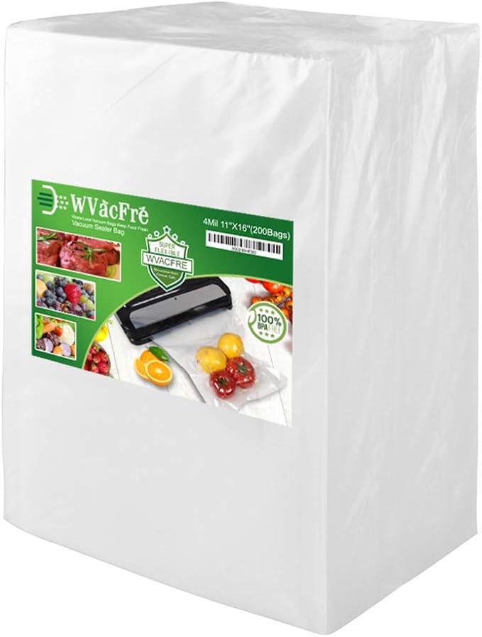 200 Gallon Size 11x16Inch 4mil Food Sealer Vacuum Sealer Bags with Commercial Grade,BPA Free,Heavy Duty,Great for Food Vac Storage or Sous Vide Cooking