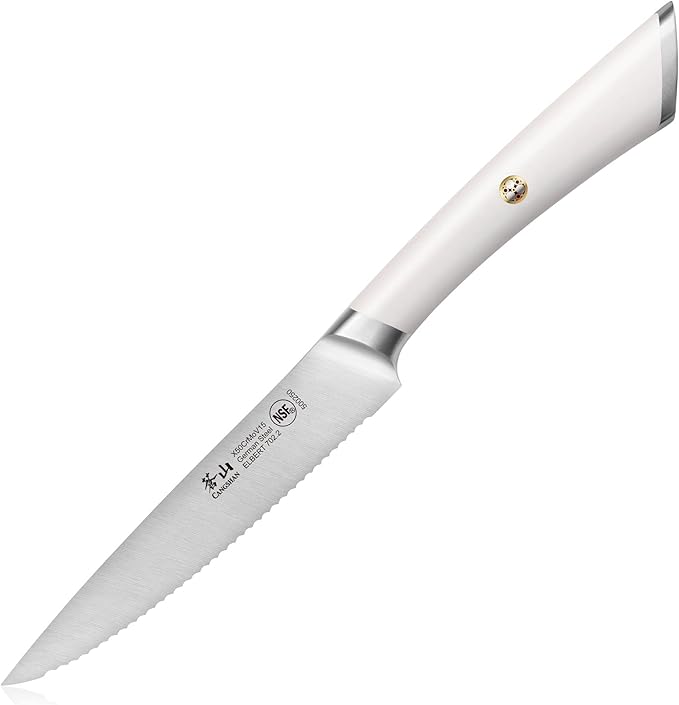 Cangshan ELBERT Series German Steel Forged 5" Serrated Utility Knife (White)