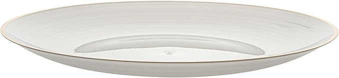 Restaurantware Plastic Plates 20 Pcs 10" Gold Rimmed Disposable Plates Heavy-Duty White Translucent Rippled Plastic Dinner Servers for Party, Weddings, Salads, Desserts, and Appetizers