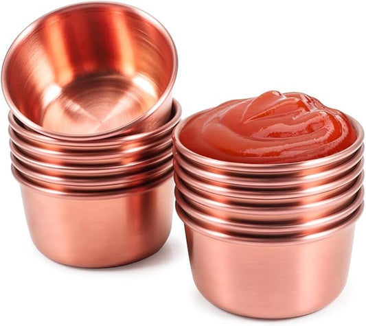 Ramekin Sauce Dipping Bowl Mini Sauce Cups Pudding Condiment Cups for Home Party Restaurant (Rose Gold 12PCS 60ml)