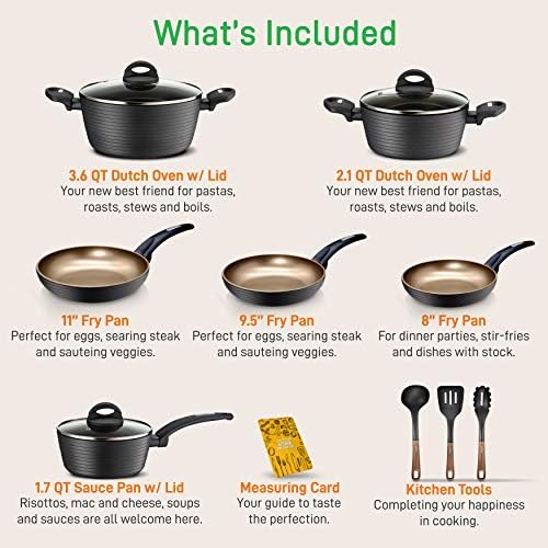 NutriChef 12-Piece Hard Anodized Nonstick Cookware Set - Induction Ready Pots & Pans with Elegant Ridge-Line Pattern, Heat-Resistant Lacquer, Gray