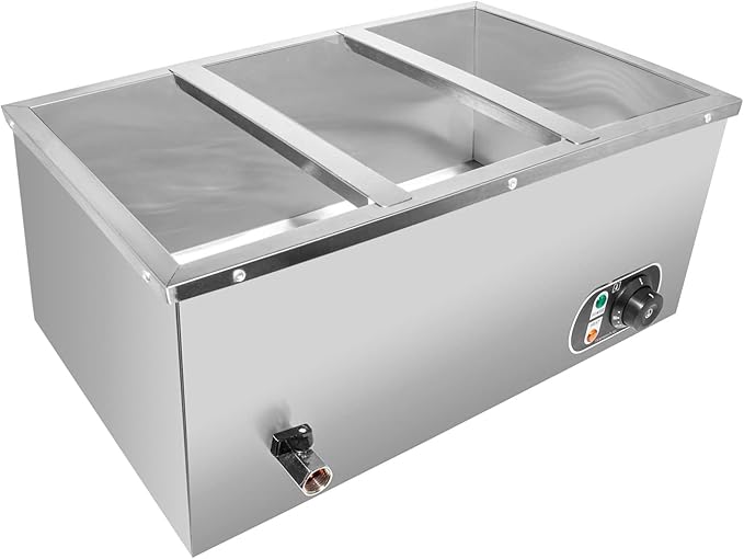 ALDKitchen Bain Marie Food Warmer | Electric Steam Buffet Warmer | 110V (3 tanks)