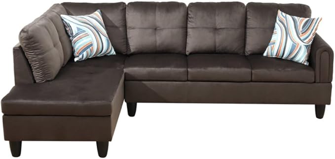 NicBex L Shaped Couch Sectional Couches for Living Room 2 Pieces Modern Sectional Sofa with Left Chaise Sectional Couch with Solid Frame for Living Room, Flannel, Dark Brown