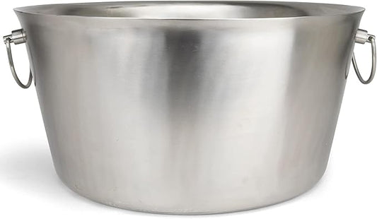 Stainless Steel Insulated Beverage Tub - Real Deal Steel, Large 6 Gallon Round Double Walled Party Tub, Drink Bucket for Parties, Ice Cooler for Wine Beer