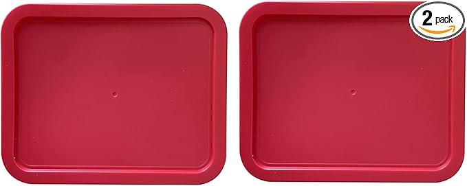 Replacement Lids for Pyrex 3-Cup Glass Food Storage Container Bowls, (7.75 x 5.75-Inch) Plastic Rectangle Lids Covers fits Pyrex 7210-PC, Airtight & Leakproof (2-Pack, Red)