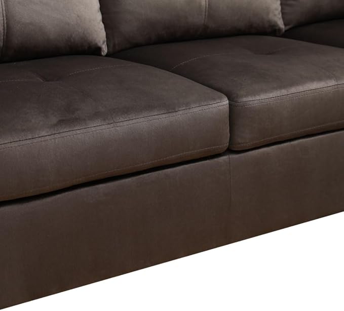 NicBex L Shaped Couch Sectional Couches for Living Room 2 Pieces Modern Sectional Sofa with Right Chaise Sectional Couch with Solid Frame for Living Room, Flannel, Dark Brown