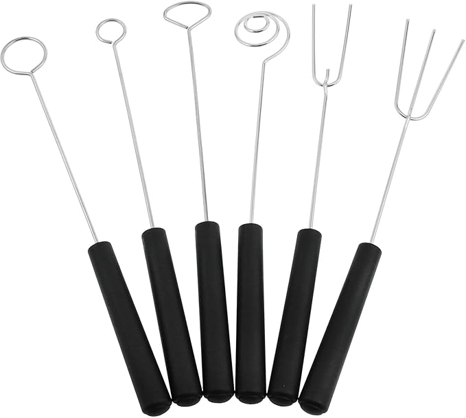 AYLIFU 6-piece Packs Stainless Steel Candy Dipping Tool Chocolate Dipping Fork Spoon Set Baking Supplies DIY Baking Decoration Tool set