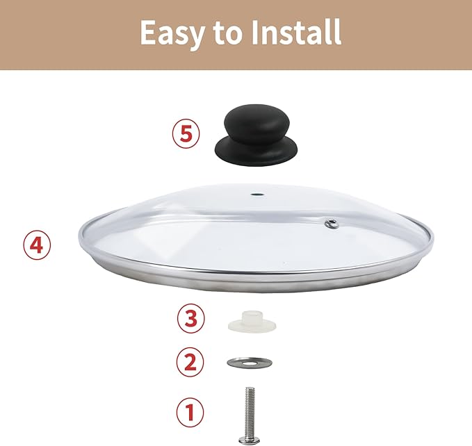 9.1 Inch Tempered Glass Lid for Instant Pot 5/6 Quart - Universal Pot Lid Replacement, Universal Pot Cover with Heat-resistant Handle, Easy to Grip, Stainless Steel Rim, Clear