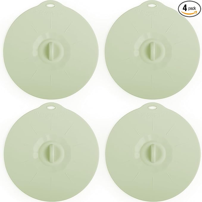 4 Pack 3.9" Silicone Lids for Cups Bowls Plates Pans, Microwave Splatter Cover, Kitchen Containers Lids Cover for Food Storage,Light Geen Mini