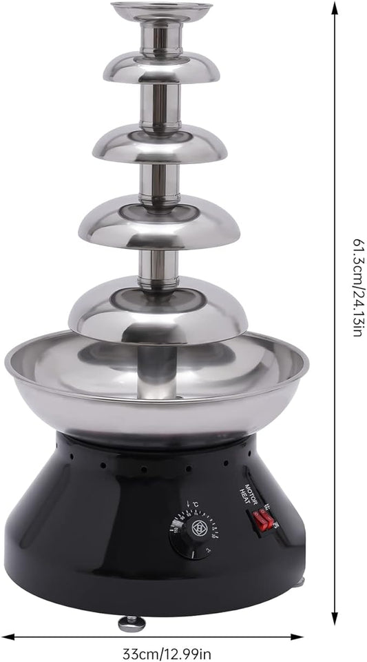 Commercial Chocolate Fountain 5 Tiers Hot Chocolate Fondue Tower Stainless Steel Hot Chocolate Melting Machine 7 Lbs Fondue Fountain Machine for Cheese Party Wedding Gathering (Vintage Black)