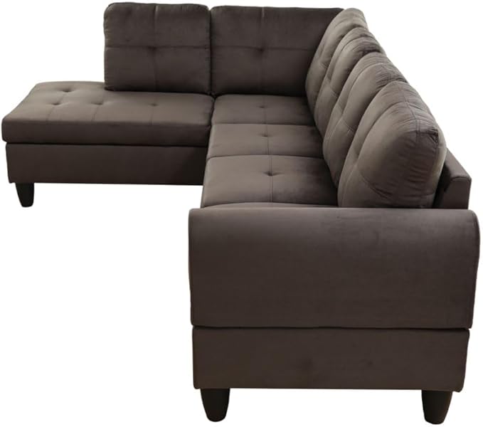 NicBex L Shaped Couch Sectional Couches for Living Room 2 Pieces Modern Sectional Sofa with Left Chaise Sectional Couch with Solid Frame for Living Room, Flannel, Dark Brown