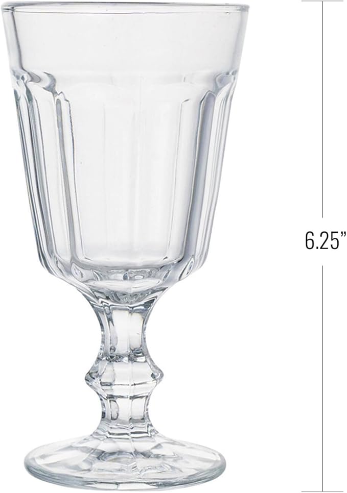 Beille Set of 4 Clear Classic Goblet Water Glasses Home Decor Glassware, 7.43oz