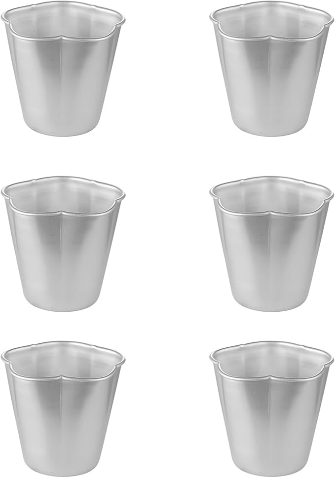 Mantouxixi 6 Packs Pudding Tin Cup, Aluminium Popover Pan Baking Maker, Individual Muffin Chocolate Molten Brownie Tumbler Raspberry Souffle Cupcake Molds - 3"x 2.4"
