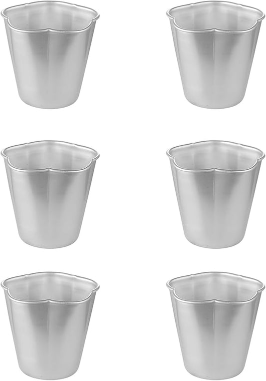 Mantouxixi 6 Packs Pudding Tin Cup, Aluminium Popover Pan Baking Maker, Individual Muffin Chocolate Molten Brownie Tumbler Raspberry Souffle Cupcake Molds - 3"x 2.4"