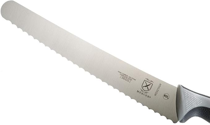 Mercer Culinary Millennia Colors Stainless Steel Bread Knife 10-Inch Wavy Edge Wide, Gray