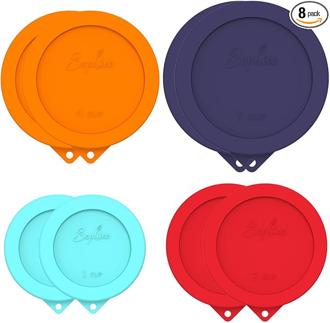 Sophico Round Silicone Storage Cover Lids Replacement for Anchor Hocking and Pyrex Glass Bowls (Container not Included) (4 Size, 8 Pack)