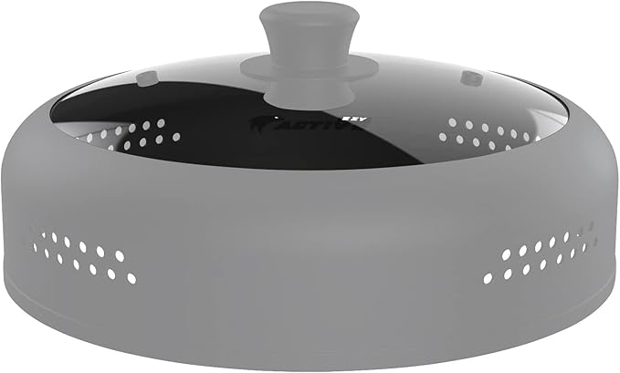 Microwave Cover for Food, Silicone and Glass Splatter Guard Lid for 6–7–8–9-10-11-12 inch Plates & Bowls. By EZY ACTIVE (Gray)