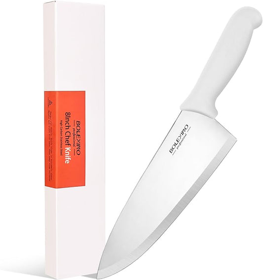 8 inch Japanese High Carbon Stainless Steel Chef Knife, Professional Extra Sharp Wide Cook Knife with Non-slip Ergonomic Handle, for Kitchen Home Restaurant