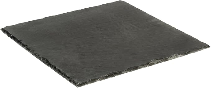 Restaurantware Slate Serving Tray 1 Pack of 12 x 12" Foam Feet Charcuterie Stone Plate Rustic Edges Freezable Black Square Serving Display Cheese Board for Kitchen, Gourmet, Dining, Parties