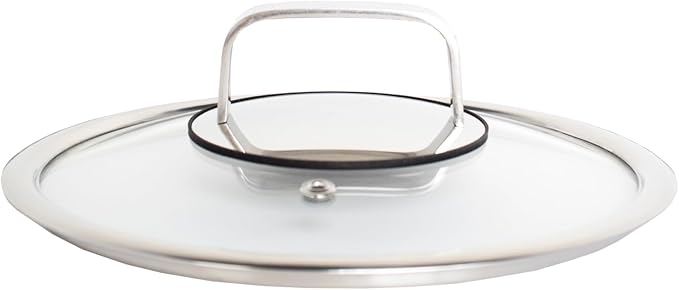 LIVWELL DiamondClad 8-Inch Tempered Glass Lid for the Hybrid Cookware Set - Home and Kitchen Gift - For Hybrid Stainless Steel Sauté Pan, Wok, Skillet and Frying Pan Lid - Dishwasher Safe, PFOA-Free
