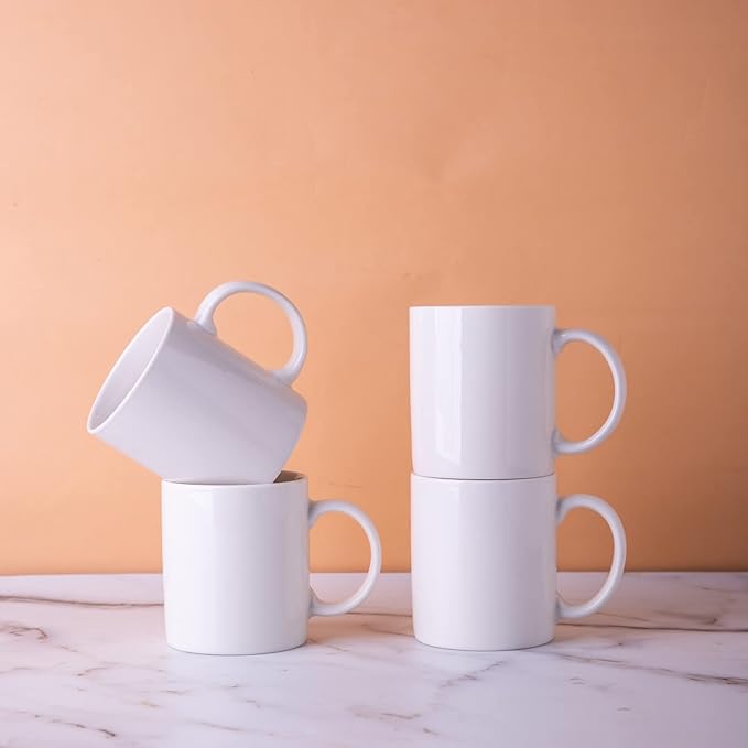 GBHOME 12 OZ Off White Coffee Mugs, Ceramic Bulk Coffee Mugs with Large Handle for Man, Woman, Light Weight Coffee Mugs Set of 6 for Latte/Cappuccino/Cocoa/Milk, Dishwasher & Microwave Safe