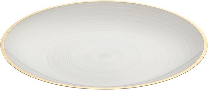 Restaurantware Plastic Plates 100 Pcs 7.25" Gold Rimmed Disposable Plates Heavy-Duty White Translucent Rippled Plastic Dinner Servers for Party, Weddings, Salads, Desserts, and Appetizers