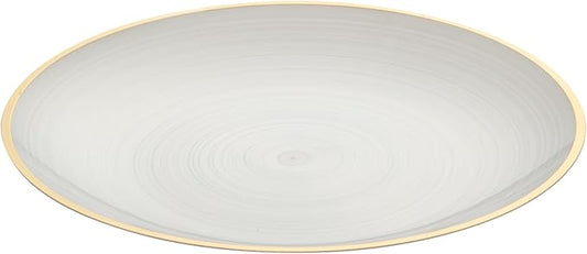 Restaurantware Plastic Plates 100 Pcs 7.25" Gold Rimmed Disposable Plates Heavy-Duty White Translucent Rippled Plastic Dinner Servers for Party, Weddings, Salads, Desserts, and Appetizers