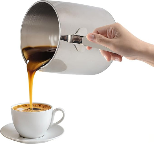 Stainless Steel Butter Warmer Pot with Scale Marks - 450ml/15.2oz Milk Heating Pot for Chocolate, Coffee, Tea - Multi-Layer Melting for Kitchen, Stovetop Safe(450ML)