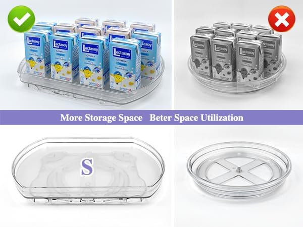 360° Rotating Lazy Susan Turntable - Multifunctional Rectangular Organizer 15.1" x 11.4" for Refrigerator, Cabinet, Pantry, and Kitchen Countertop (4 Pack)