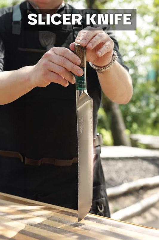 Dalstrong 12-Inch Slicing Knife - Valhalla Series - 9CR18MOV HC Steel - Celestial Resin & Wood Handle - Razor Sharp Slicer for BBQ, Brisket, Carving - With Leather