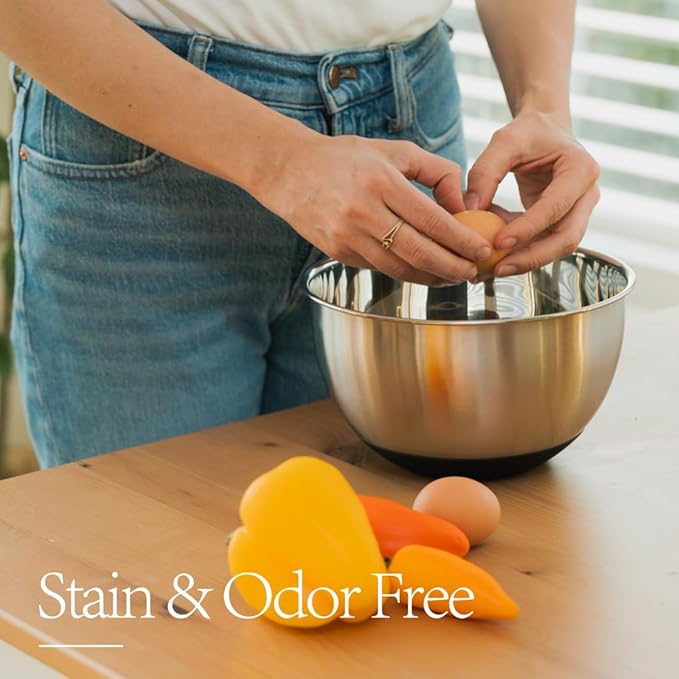 ANGORA BRANDS Stainless Steel Mixing Bowls with Lids - Set of 3 Durable Metal Bowls for Baking & Cooking - Nesting Bowls for Kitchen Efficiency - Non-Slip Mixing Bowls Stainless Steel by Samma