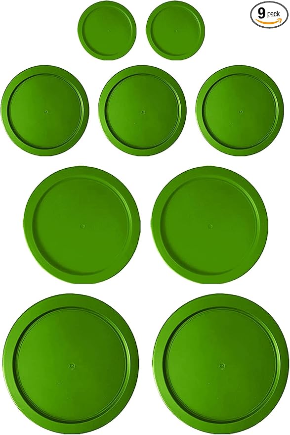 Replacement Lids for Pyrex Glass Foood Storage Containers Containers Round (2) 1-Cup (3) 2-Cup (2) 4-Cup (2) 7-Cup (Green)