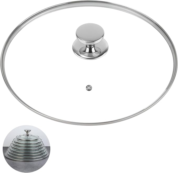 9.5 Inch Pan Lid for Frying Pan, Skillet, 4mm Clear Tempered Glass, Compatible with Dishwasher and Ovens