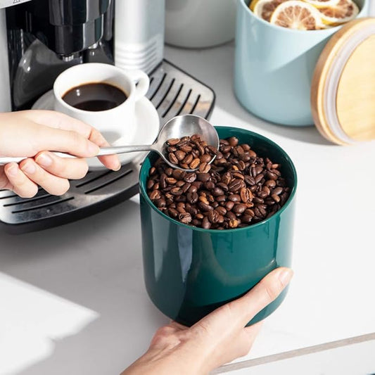 Sweejar Kitchen Canisters Ceramic Food Storage Jar, Stackable Containers with Airtight Seal Wooden Lid for Serving Coffee Bean, Flour, Tea, Cookies and More - 58 Fl Oz (Jade)