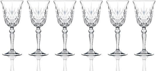 Lorenzo RCR Crystal Collection Water Glass Set Lorren Home Trends-Melodia, 6 Count (Pack of 1), Red Wine Goblet,7.5 fluid ounce