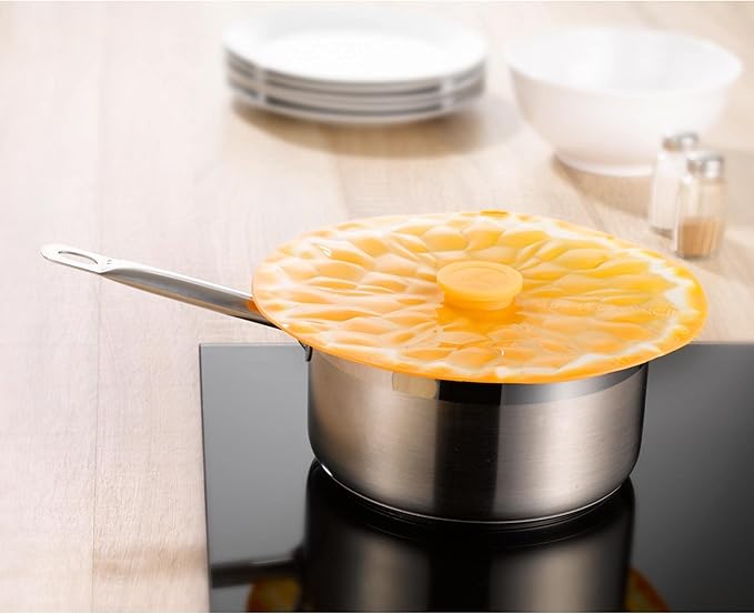 Charles Viancin - Orange Silicone Lid for Food Storage and Cooking - 11''/28cm - Airtight Seal on Any Smooth Rim Surface - BPA-Free - Oven, Microwave, Freezer, Stovetop and Dishwasher Safe