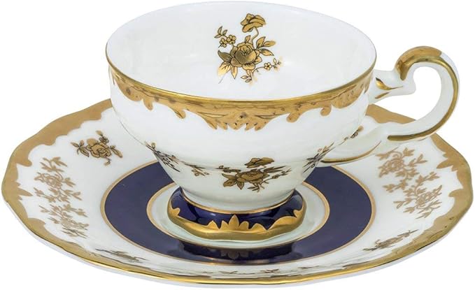 Royalty Porcelain 12pc Miniature Espresso Coffee Sets White with Gold Flowers