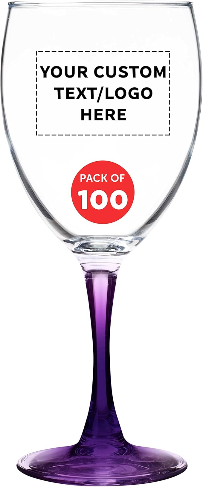Custom Nuance Wine Glasses by ARC 10.5 oz. Set of 100, Personalized Bulk Pack - Restaurant Glassware, Perfect for Red Wine, White Wine, Cocktails - Purple