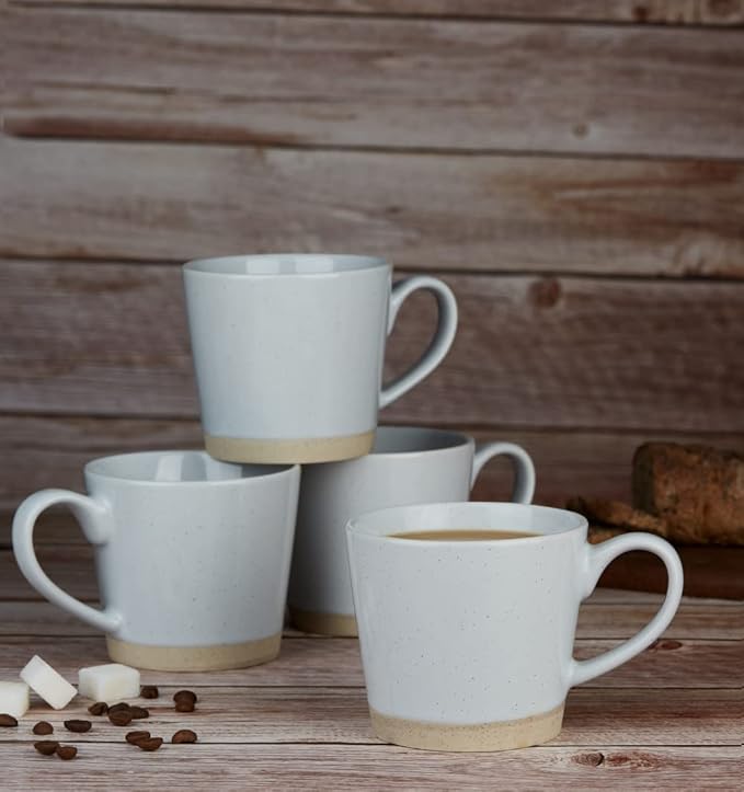 famiware Coffee Mugs for 6, 12 oz Mug Set, Dringking Cup with Handle for Coffee, Tea, Cocoa, Milk, Saturn serise, Ligth Gray