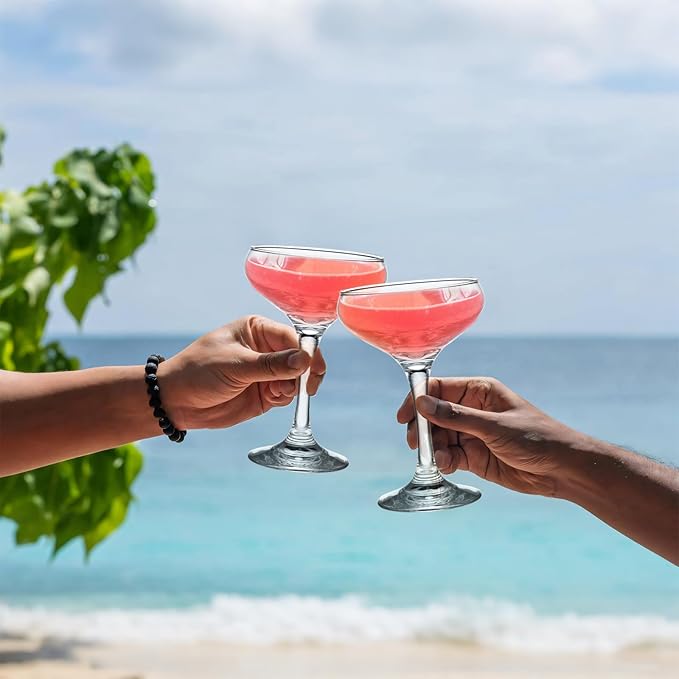 6 Pieces Crystal Martini Glasses Champagne Flute,Coupe Bowl Stemmed Cocktail Glasses,Set Of 6 Elegant Clear Goblets Colored Drinking Cups Champagne Wine Glasses for Parties Cocktail Margarita,Juice