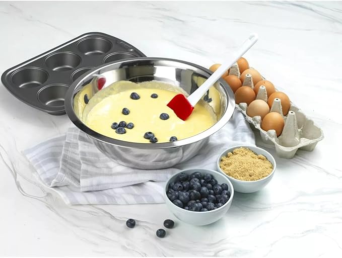 Stainless Steel 5 QT Mixing Bowl | Home & Commercial Quality | Flat Bottom | Cooking, Baking, Meal Prep [1PK]