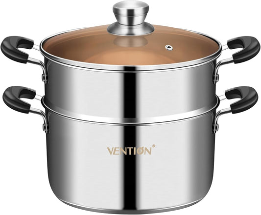 VENTION 7.1 Inch Small Vegetable Steamer Pot, 2.1 QT Induction Stainless Steel Steamer for Cooking, Steam Pot(18cm)