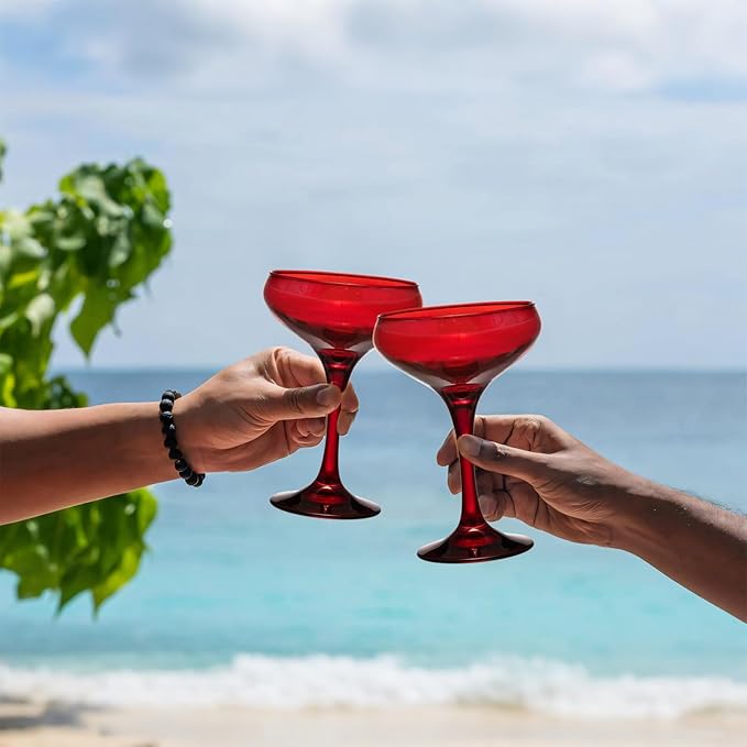 24 Pieces Crystal Martini Glasses Champagne Flute,Coupe Bowl Stemmed Cocktail Glasses,Set Of 24 Elegant Red Goblets Colored Drinking Cups Champagne Wine Glasses for Parties Cocktail Margarita,Juice