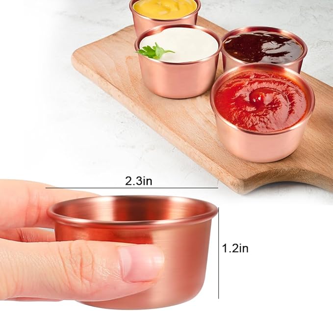 Ramekin Sauce Dipping Bowl Mini Sauce Cups Pudding Condiment Cups for Home Party Restaurant (Rose Gold 12PCS 60ml)