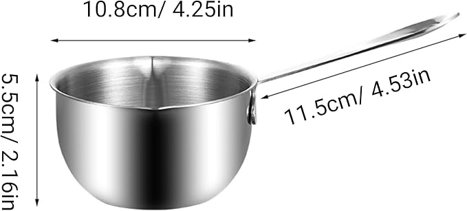 Stainless Steel Butter Warmer, Milk Warmer Pot with Pour Spouts Mini Chocolate Melting Pot for Coffee Tea Soup Warming