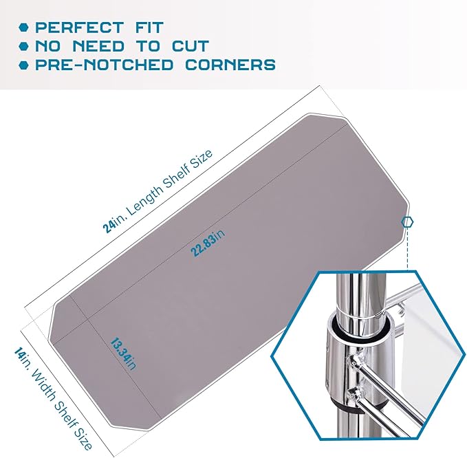 BRIAN & DANY Wire Shelf Liner 14" X 24", Heavy Duty Shelf Liners for Wire Shelving, Waterproof Protector Mats, Set of 3, Charcoal