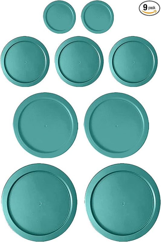 Replacement Lids for Pyrex Glass Foood Storage Containers Containers Round (2) 1-Cup (3) 2-Cup (2) 4-Cup (2) 7-Cup (Turquoise)