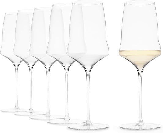 Josephinenhütte® JOSEPHINE N° 1 White Wine Glasses [THE GLASS FOR CONNOISSEURS] – handcrafted & mouth-blown – set of 6 for white wine and rosé – functional design for intense aroma