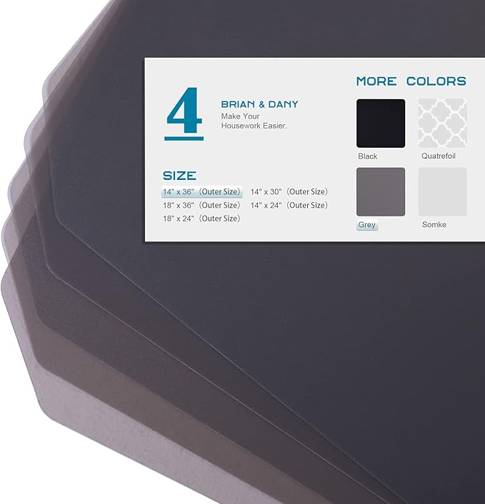 BRIAN & DANY Wire Shelf Liner 14" X 36", Heavy Duty Shelf Liners for Wire Shelving, Waterproof Protector Mats, Set of 4, Charcoal