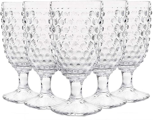 G Hobnail Old Fashioned Iced Beverage Goblet 13 oz. set of 6, Premiun Glass Set for Wine, Soda & Juice, Perfect for Dinner Parties, Bars & Restaurants